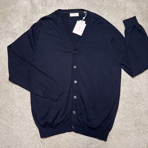 NWT Toscano Firenze Blue Cardigan Sweater Mens Large 100% Cotton Grandpa Preppy